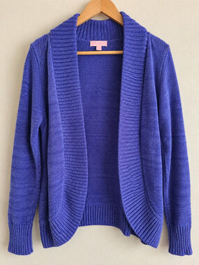 Lilly Pulitzer Purple Knit Open Front Cardigan Sweater Size M